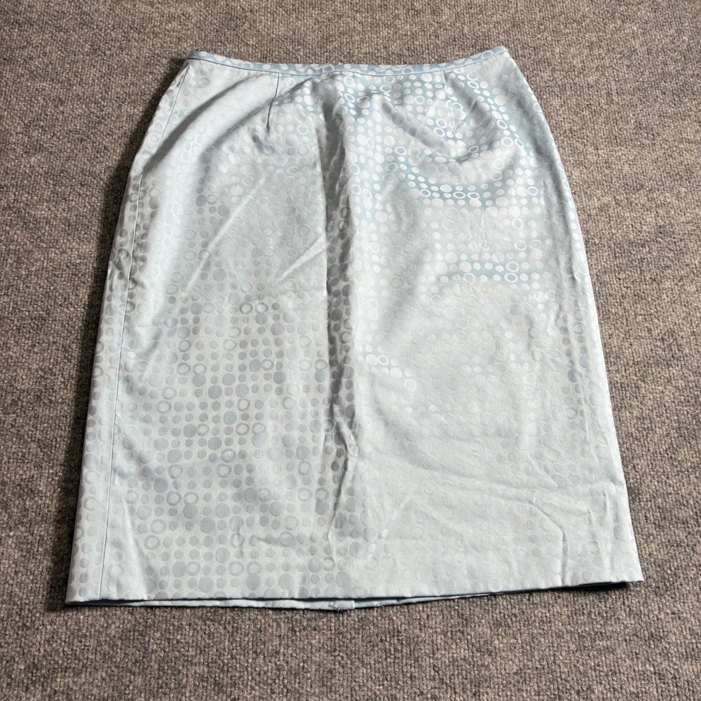 Liz Claiborne Pencil Skirt Womens 10 Light Blue Polka‎ Dot Jacquard